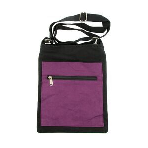 Canvas Crossbody Bag with RFID-Blocking Protection in Plum Purple & Black